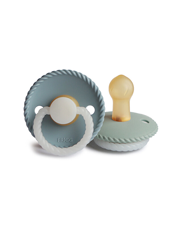 Set of 2 Rope latex pacifiers Colours night stone blue/sage  Frigg