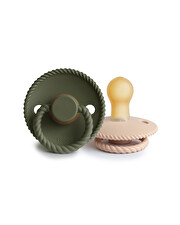 Set of 2 Rope latex pacifiers Crescent/olive colour  Frigg