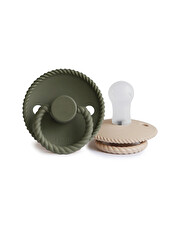 Set of 2 silicone Rope pacifiers Crescent/olive colour  Frigg
