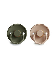 Set of 2 Rope latex pacifiers Crescent/olive colour  Frigg