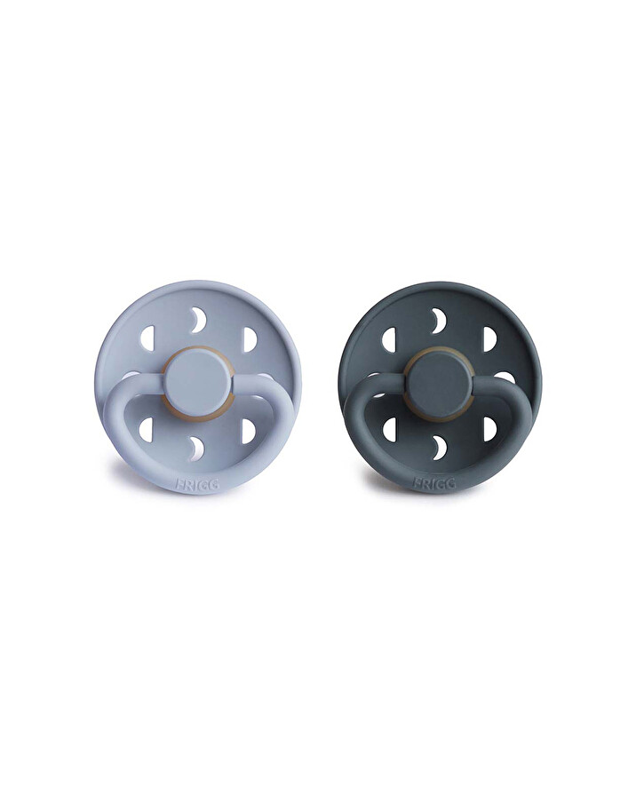Set of 2 Moon latex pacifiers Powder blue/slate  Frigg