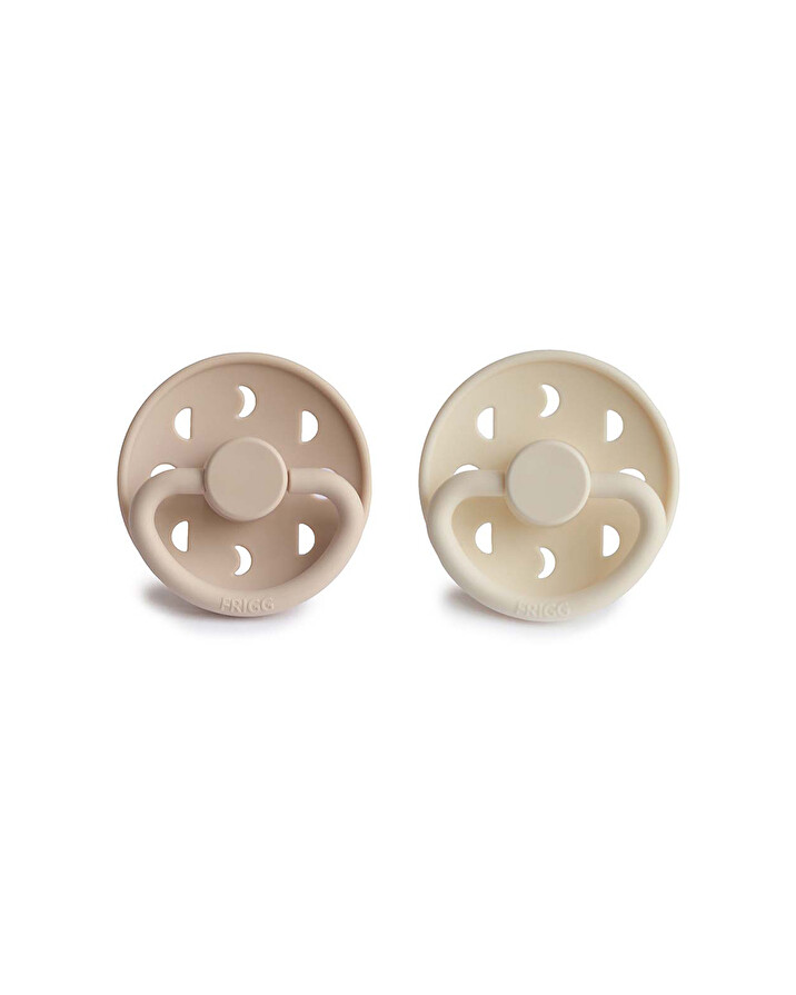 Set of 2 Moon silicone pacifiers Cream/creissant  Frigg