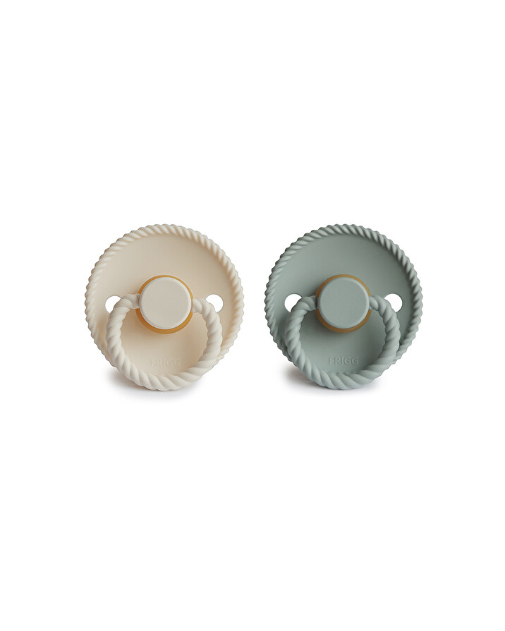 Set of 2 Rope latex pacifiers Cream/sage colours  Frigg