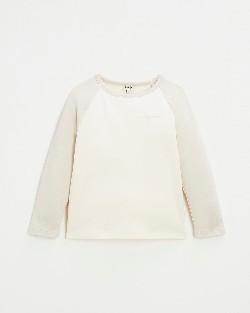 Embroidered two-tone t-shirt Ecru color  Natalys