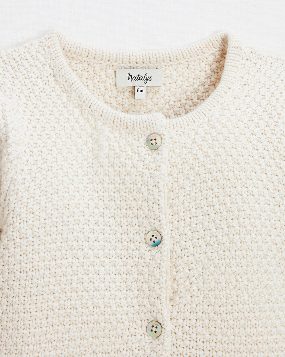 Fancy knit cardigan Ecru color  Natalys