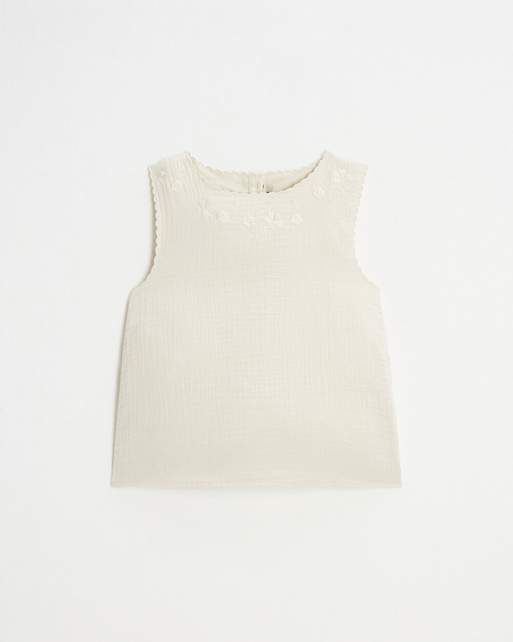Embroidered sleeveless blouse Natural color  Natalys