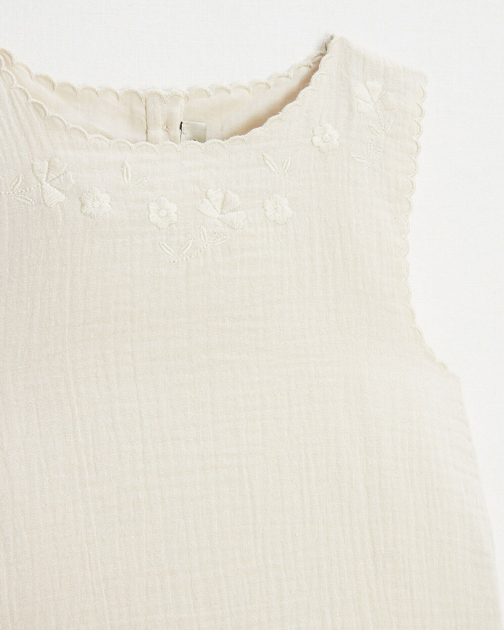 Embroidered sleeveless blouse Natural color  Natalys