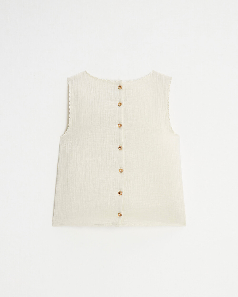 Embroidered sleeveless blouse Natural color  Natalys