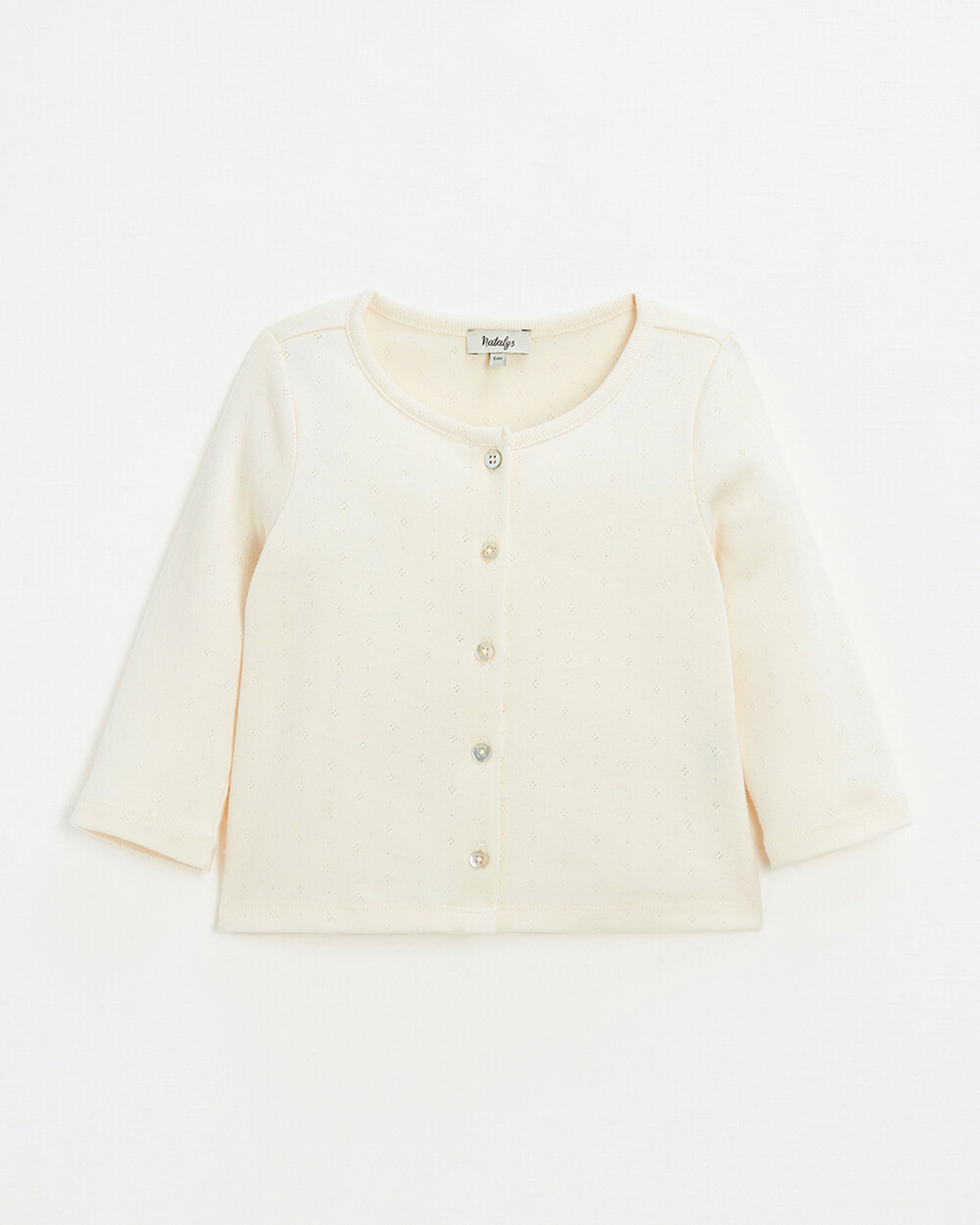 Cotton ribbed cardigan Chalk color  Natalys