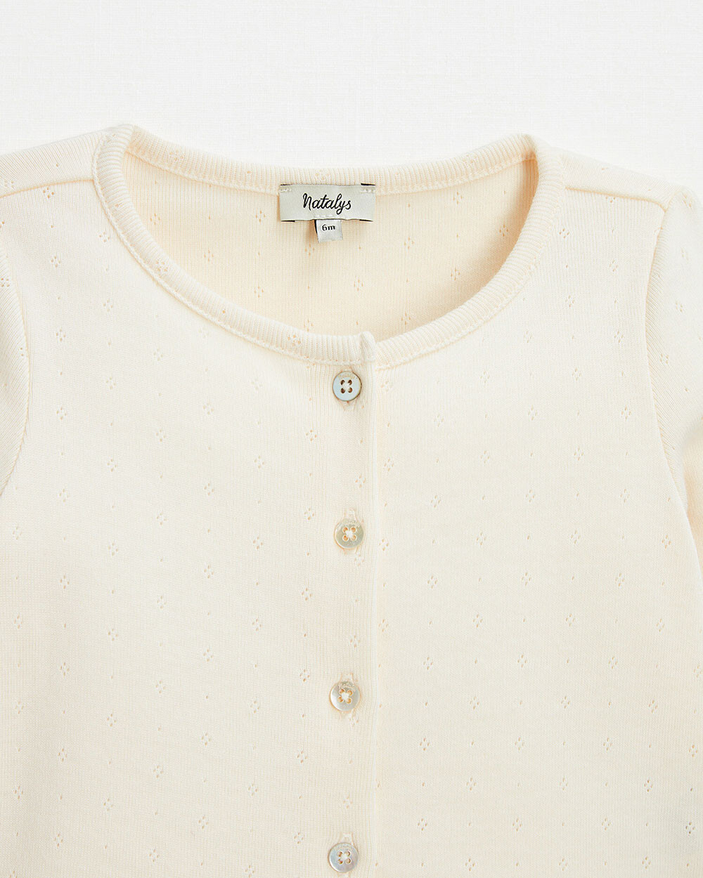 Cotton ribbed cardigan Chalk color  Natalys