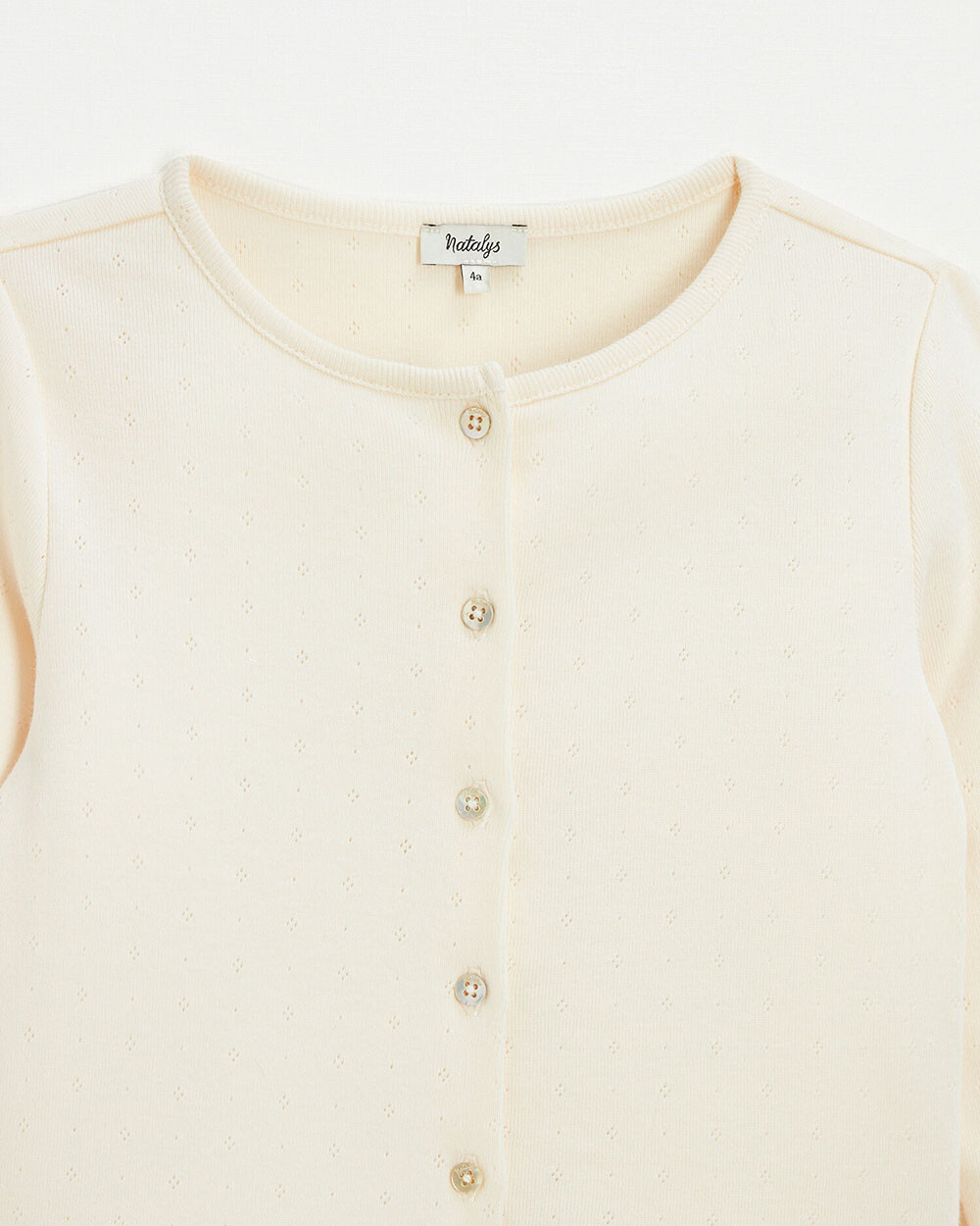 Cotton ribbed cardigan Chalk color  Natalys