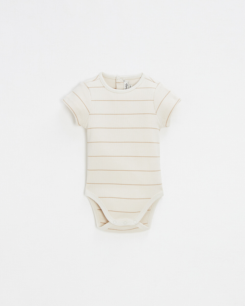 Short-sleeved striped bodysuit Ecru color  Natalys