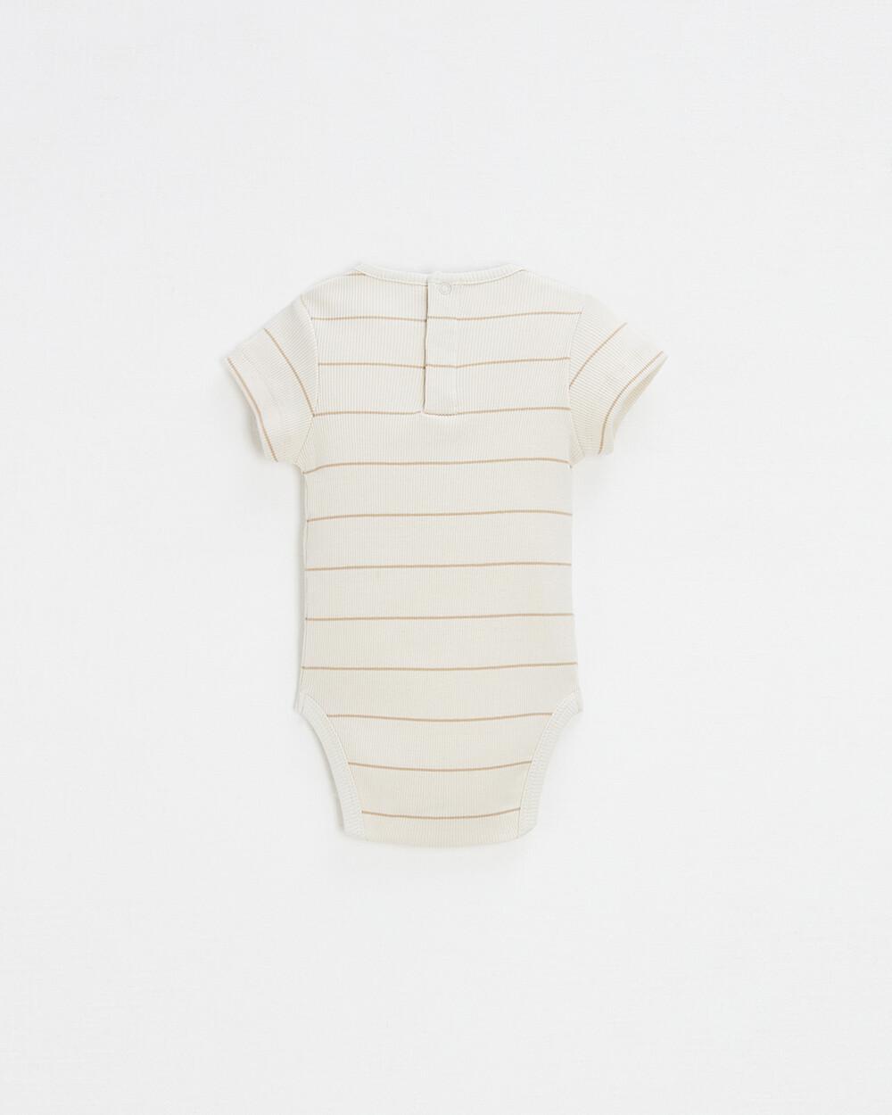 Short-sleeved striped bodysuit Ecru color  Natalys
