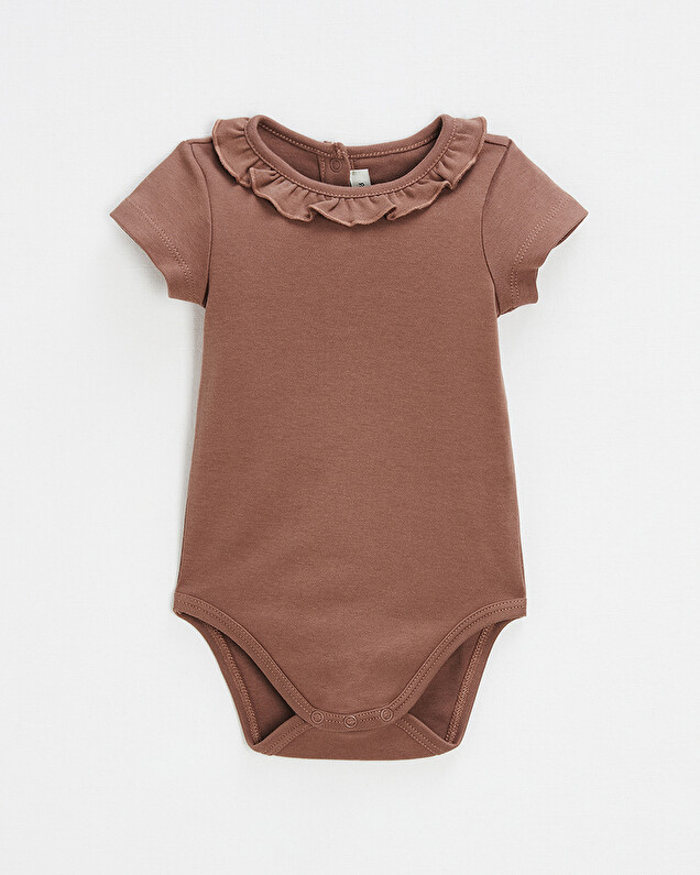 Short-sleeved openwork bodysuit Dark pink color  Natalys