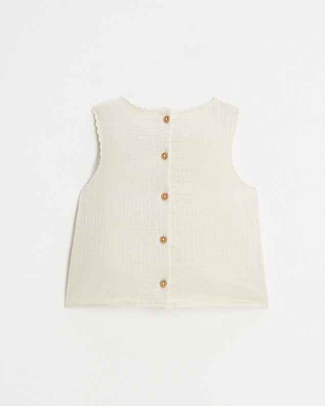 Embroidered sleeveless blouse Natural color  Natalys