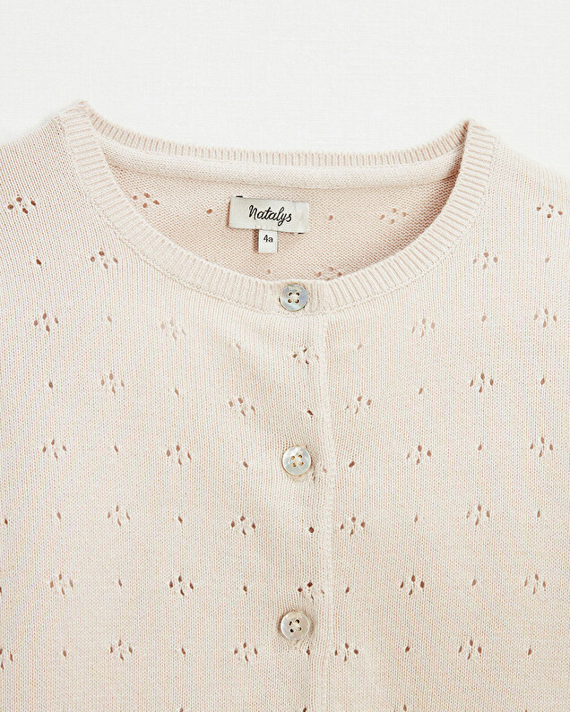 Openwork knit cardigan Pink color  Natalys