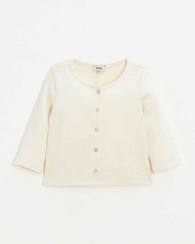 Cotton ribbed cardigan Chalk color  Natalys