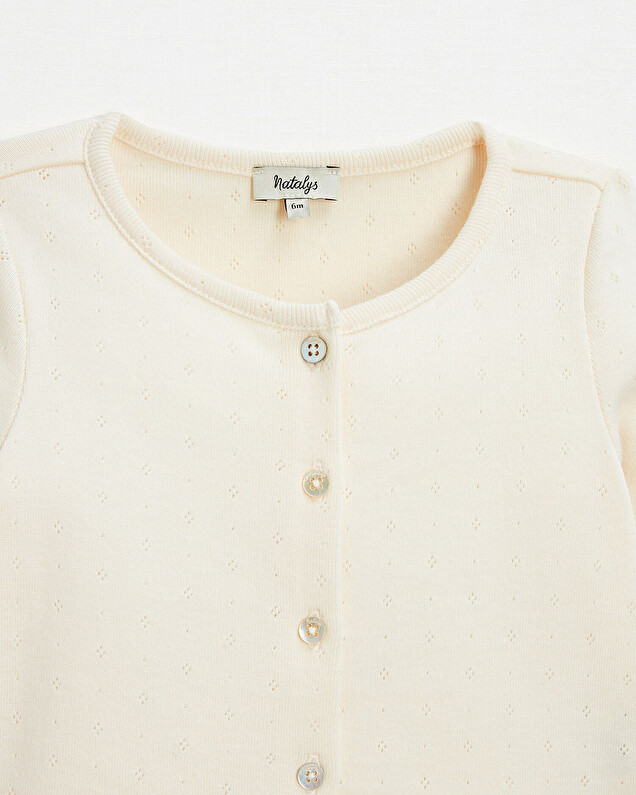 Cotton ribbed cardigan Chalk color  Natalys