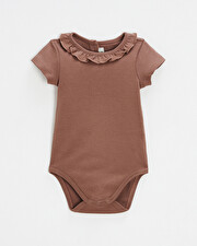 Short-sleeved openwork bodysuit Dark pink color  Natalys