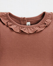 Short-sleeved openwork bodysuit Dark pink color  Natalys