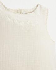 Embroidered sleeveless blouse Natural color  Natalys