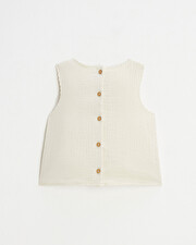 Embroidered sleeveless blouse Natural color  Natalys