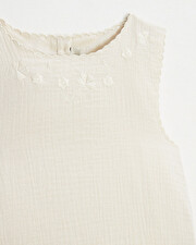 Embroidered sleeveless blouse Natural color  Natalys