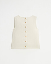 Embroidered sleeveless blouse Natural color  Natalys