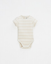 Short-sleeved striped bodysuit Ecru color  Natalys