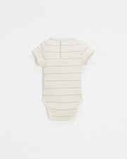 Short-sleeved striped bodysuit Ecru color  Natalys