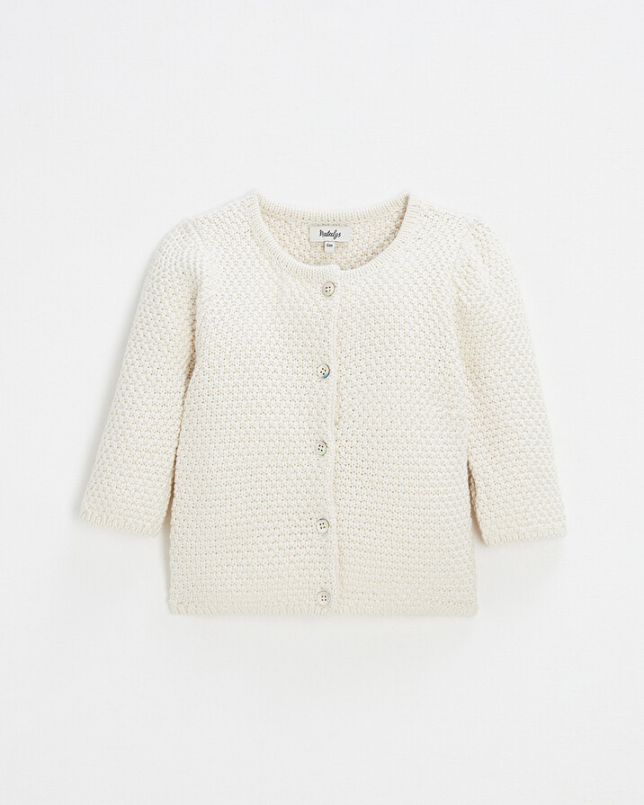 Fancy knit cardigan Ecru color  Natalys