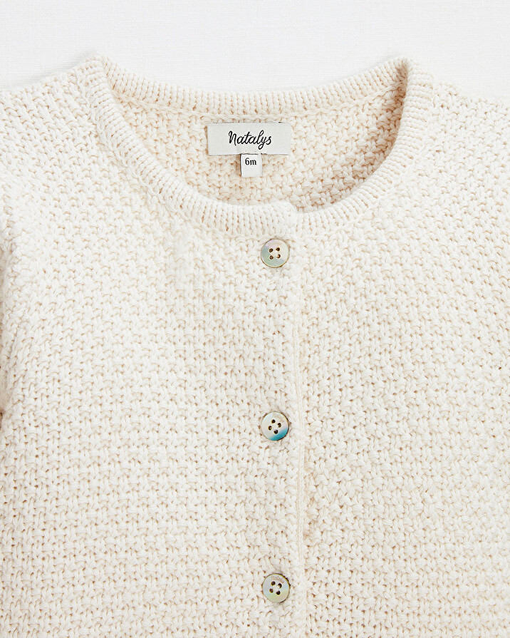 Fancy knit cardigan Ecru color  Natalys