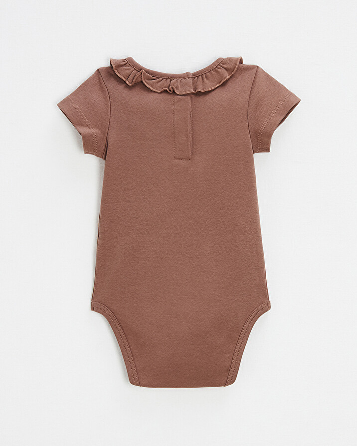 Short-sleeved openwork bodysuit Dark pink color  Natalys