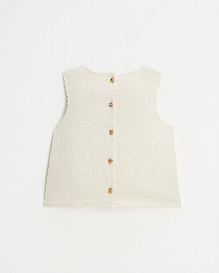 Embroidered sleeveless blouse Natural color  Natalys