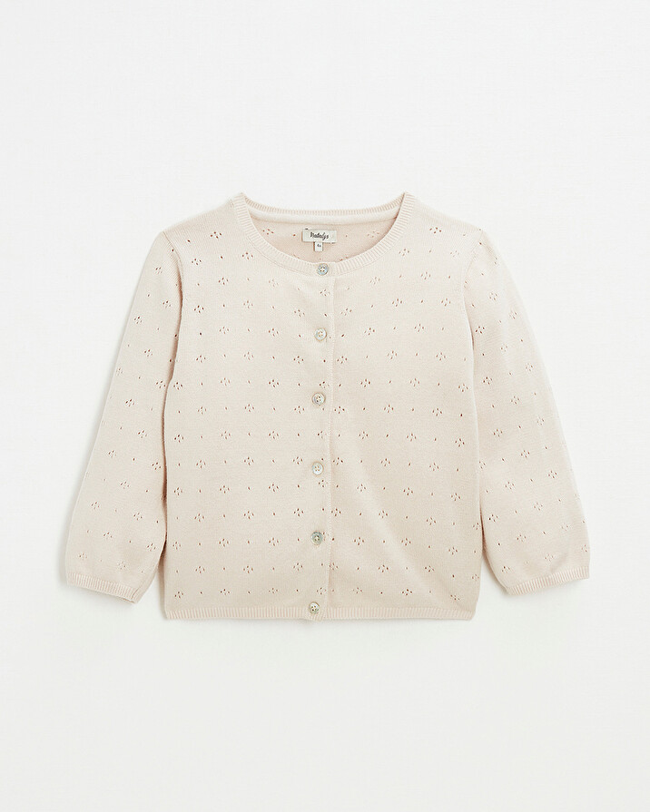 Openwork knit cardigan Pink color  Natalys