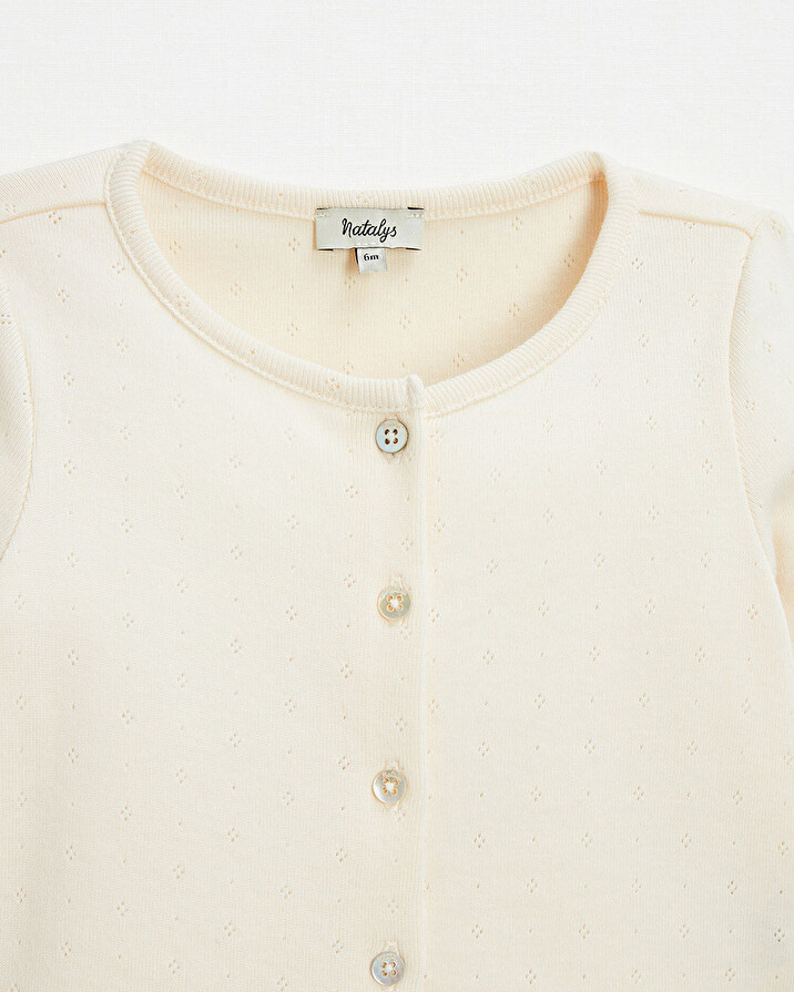 Cotton ribbed cardigan Chalk color  Natalys
