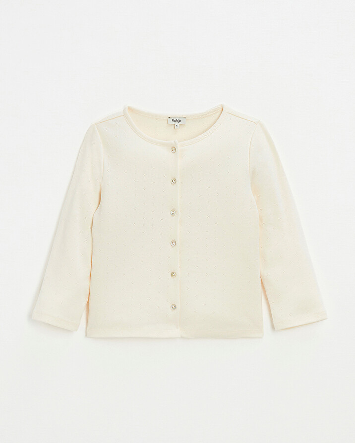 Cotton ribbed cardigan Chalk color  Natalys