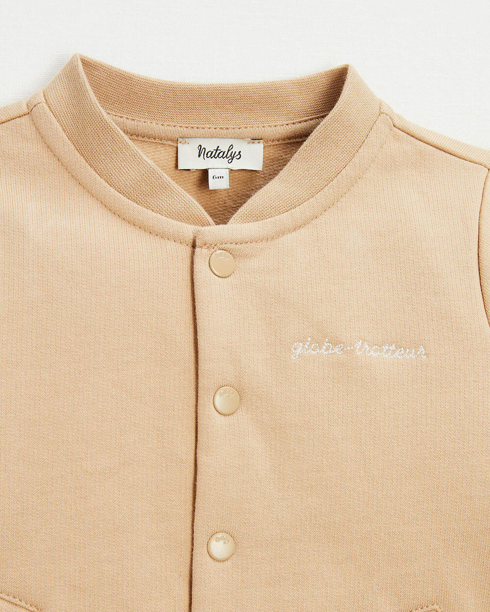 Embroidered fleece vest Camel color  Natalys