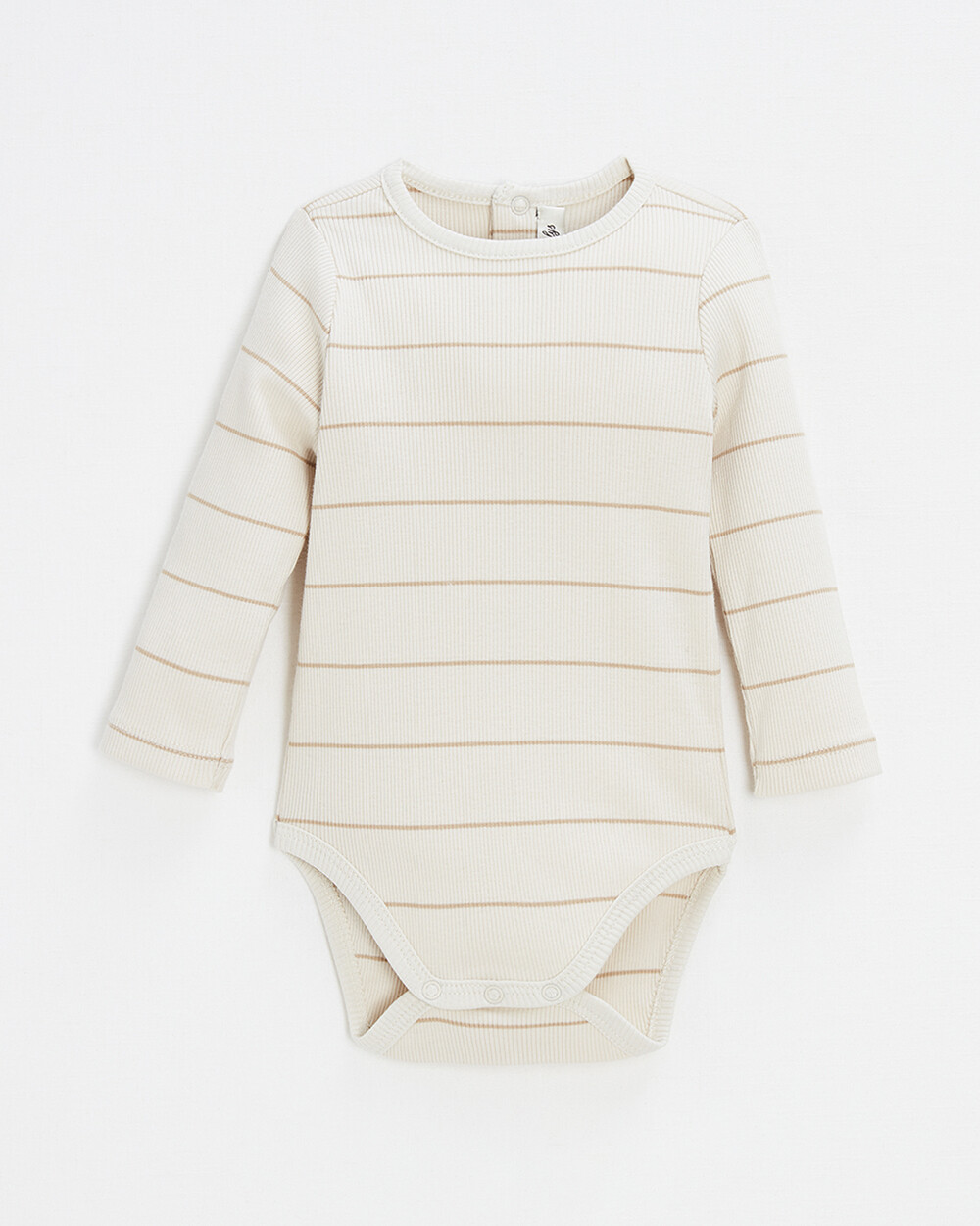 Long-sleeved striped bodysuit Ecru color  Natalys