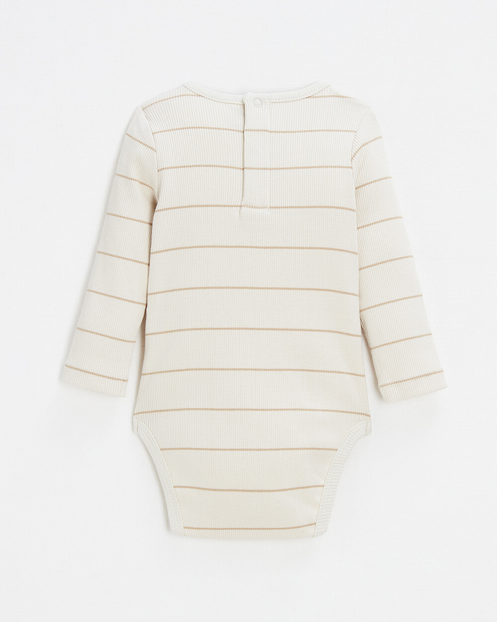 Long-sleeved striped bodysuit Ecru color  Natalys