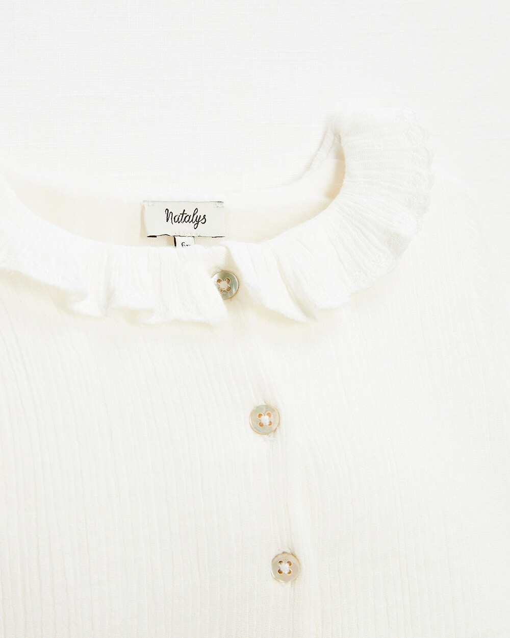 Baby blouse in organic cotton gauze White color  Natalys