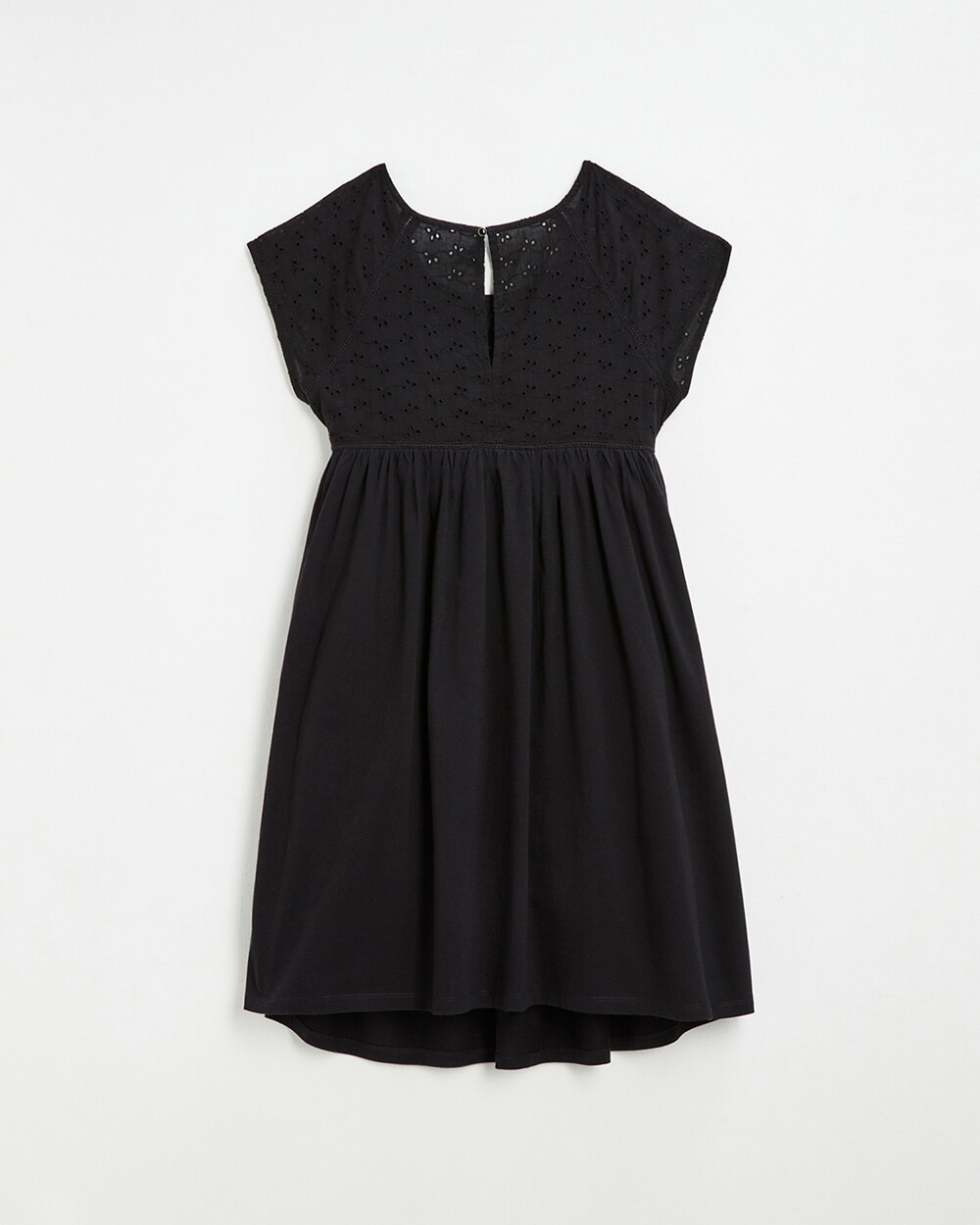 Black dress with English embroidery Black color  Natalys