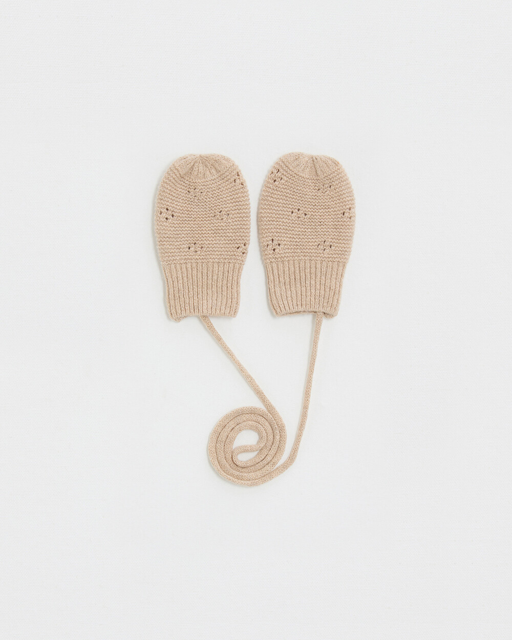 Openwork knit mittens Camel color  Natalys