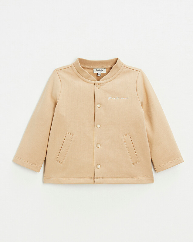 Embroidered fleece vest Camel color  Natalys
