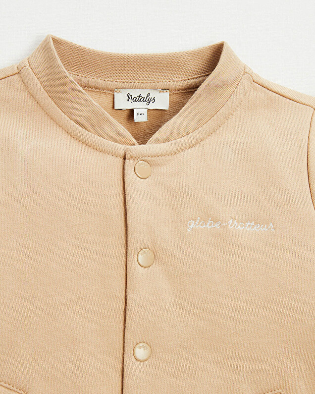 Embroidered fleece vest Camel color  Natalys