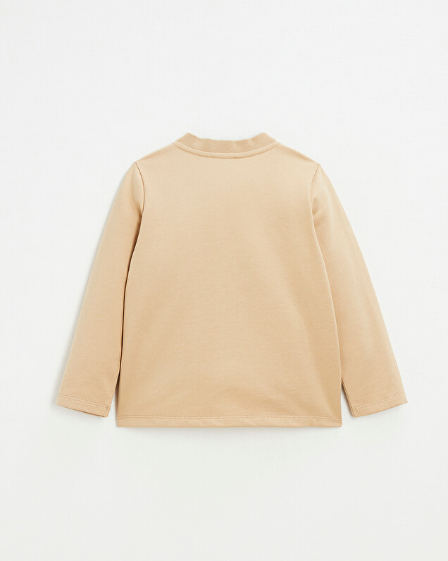 Embroidered fleece vest Camel color  Natalys