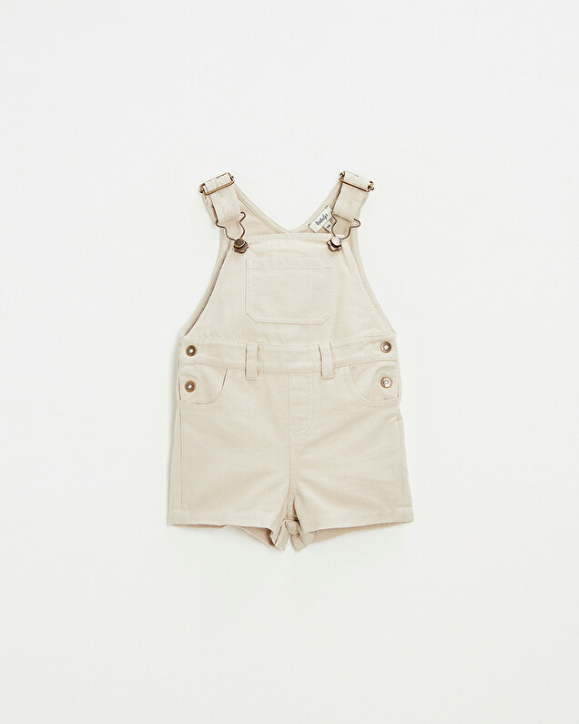 Short canvas overalls Beige color  Natalys