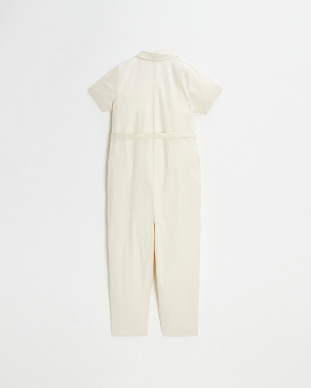 Long twill jumpsuit Beige color  Natalys