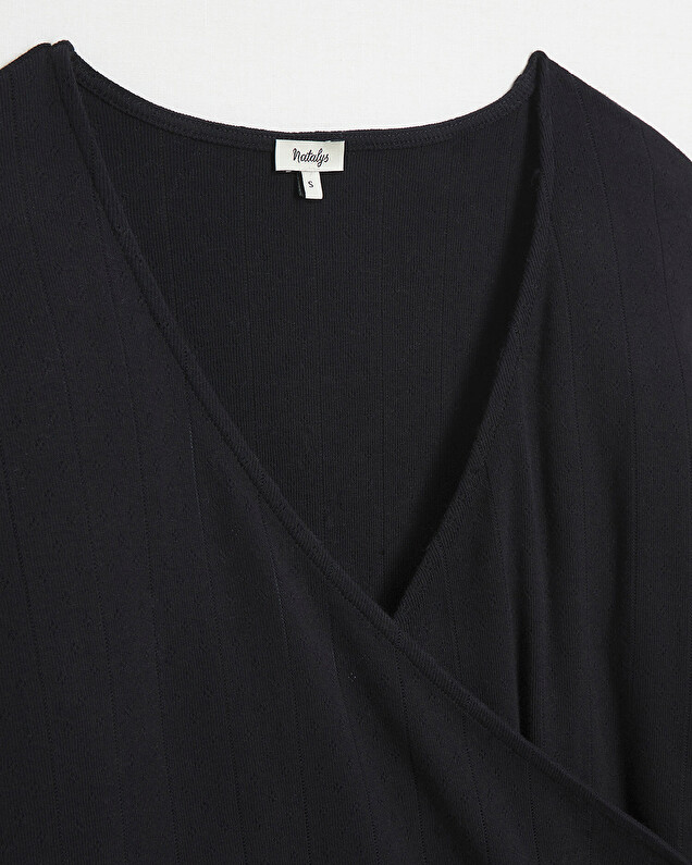 Cotton wrap cardigan Black color  Natalys