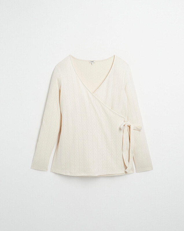 Cotton wrap cardigan Ecru color  Natalys